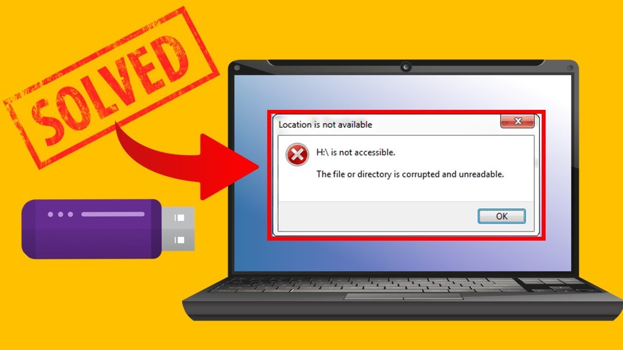Solved using CMD: Pen Drive is Not Accessible. The File or Directory is corrupted and unreadable