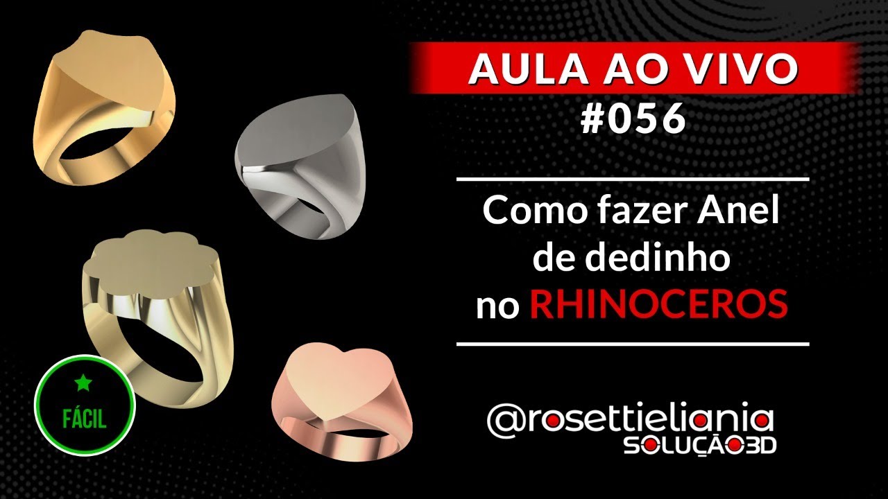 AULA AO VIVO #056 - COMO FAZER UM ANEL DE DEDINHO NO RHINOCEROS | ELIANIA ROSETTI