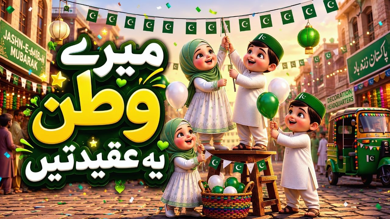 Mera Watan Ye Aqeedatain | 14 August Special | Islamic Kids Poem | 3D Cartoon Animation