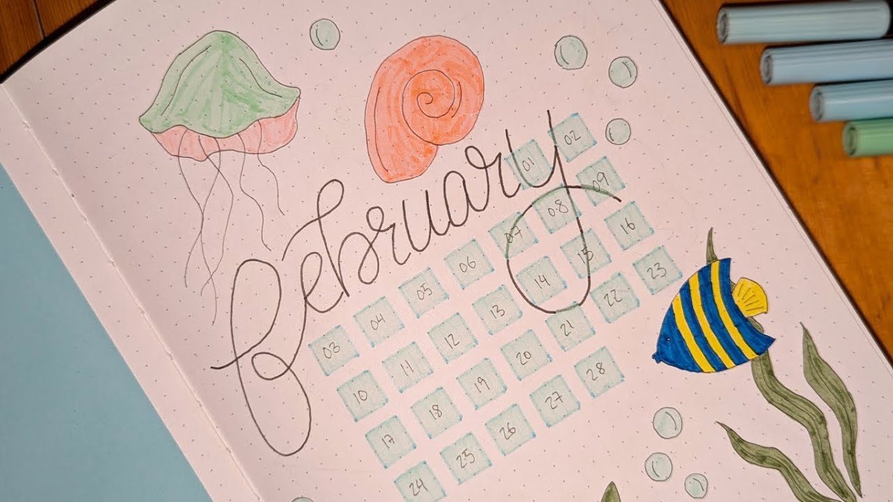 Meereswelten 🐢🐟🐚 Bullet Journal Monthly Setup Februar 2025 | #bulletjournal