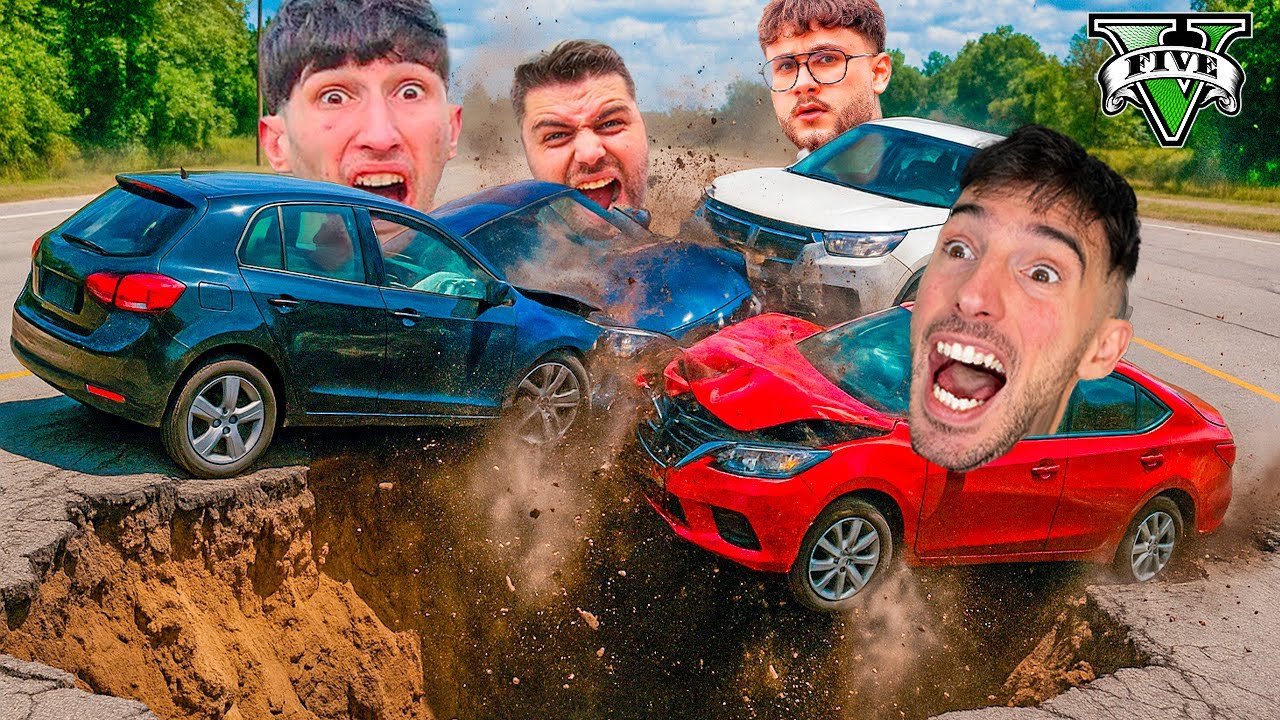 BATALLA EPICA DE COCHES EN UN AGUJERO GIANTE !! GTA V ONLINE