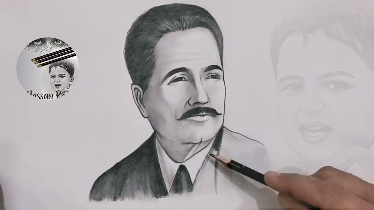 allama Iqbal sketch | how to draw allama Iqbal | pencil sketch | 14 august | sketch by Hassan_arts