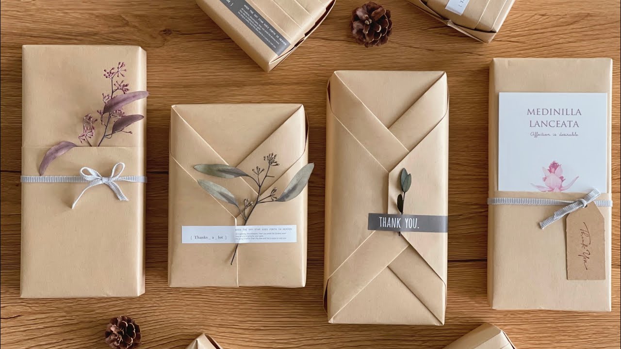 (SUB)  크래프트지 선물포장 예쁘게 하는법. #giftwrapping 116