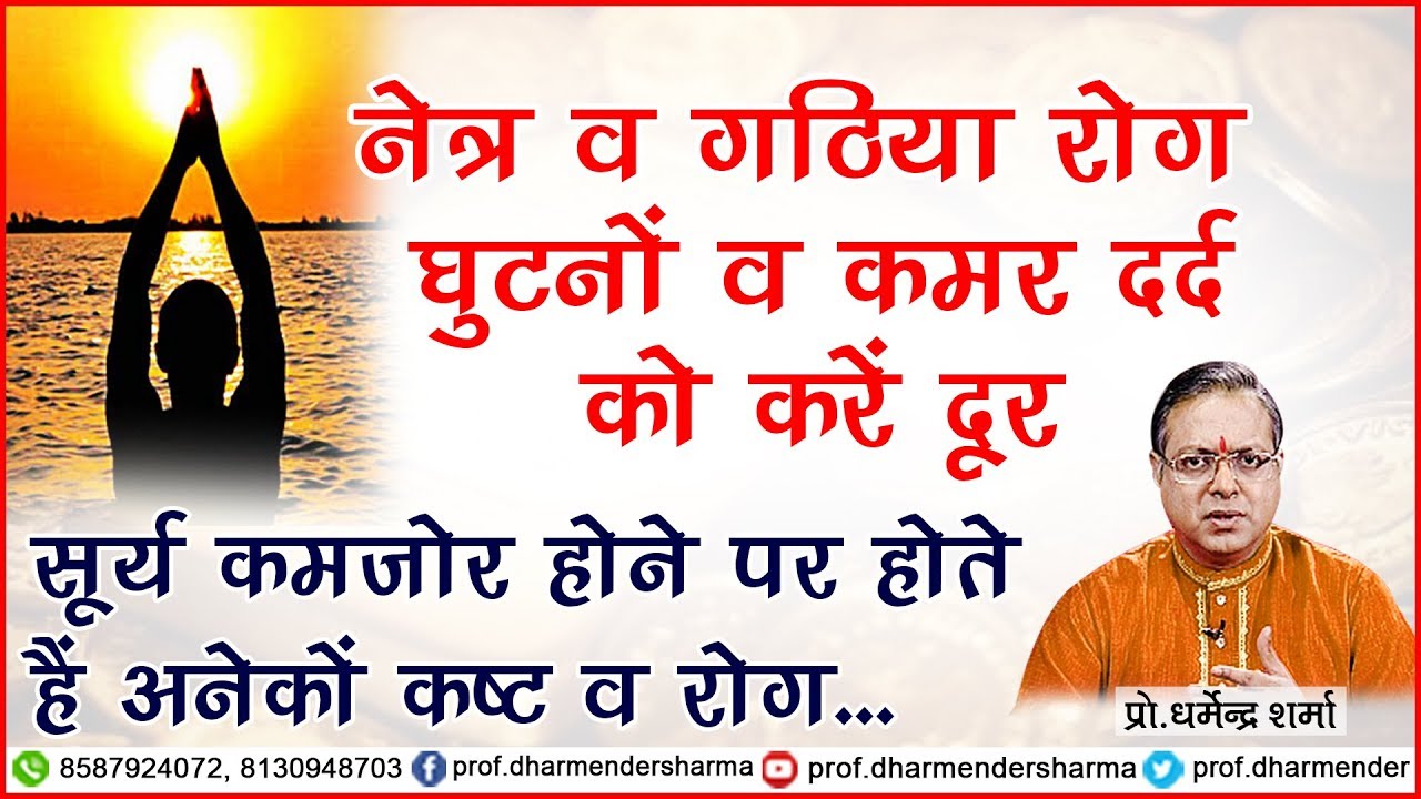 कमर, घुटनों का दर्द व नेत्र रोग को करें दूर - सूर्य साधना से || Prof.Dharmender Sharma || 2017