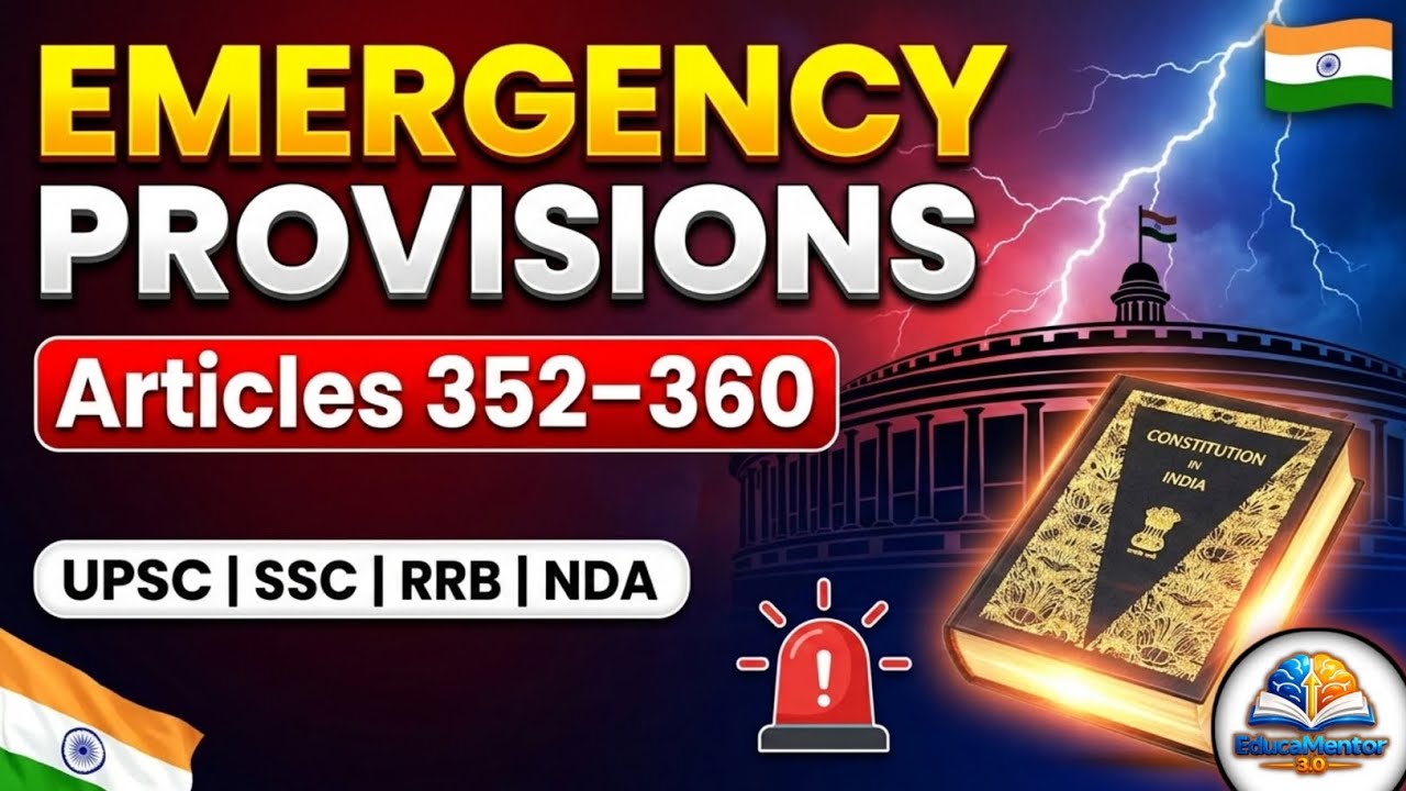 Emergency Provisions in India (Articles 352-360) Complete Notes in One Video for Competitive Exams.