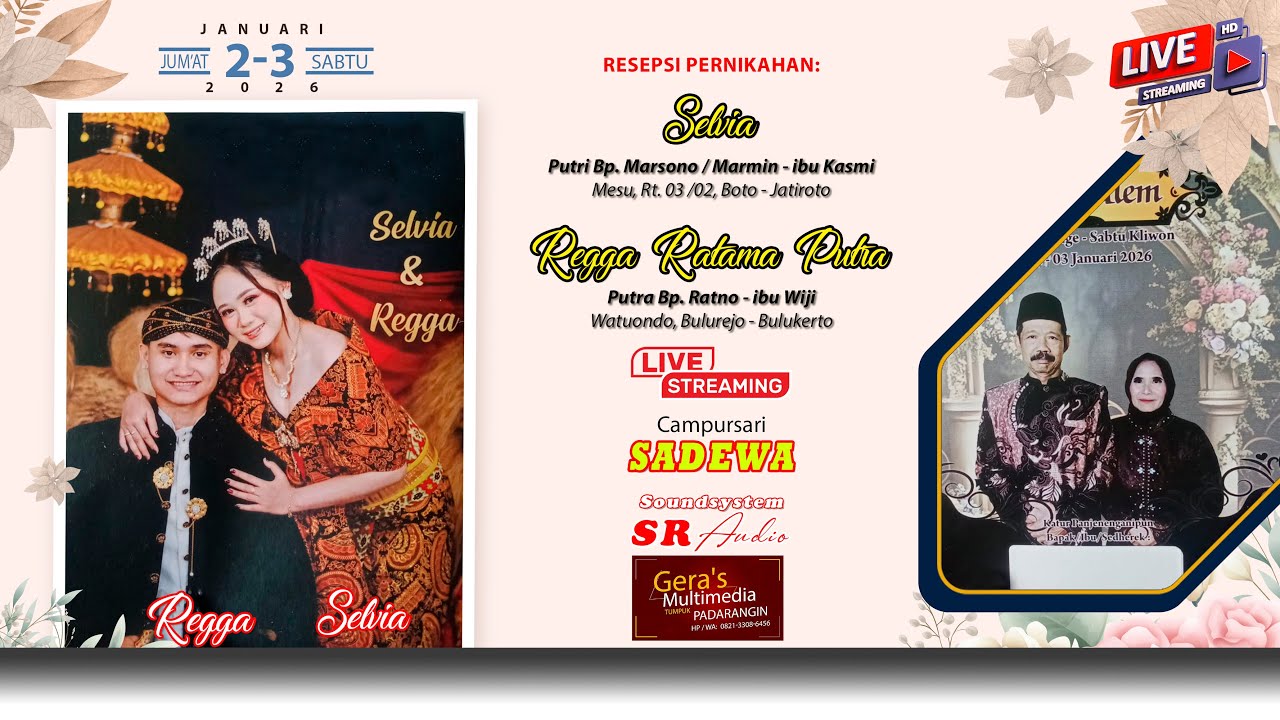 #3📡🔴 LIVE SADEWA MUSIC | PERNIKAHAN SELVIA & REGGA | GERA'S Multimedia - SR AUDIO