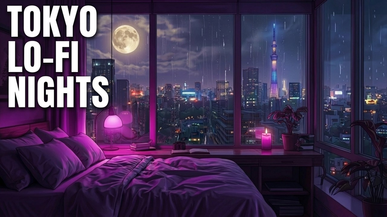 Cozy Rainy Bedroom Window Lo-fi - Study & Work - 1 Hour - Rain Ambience