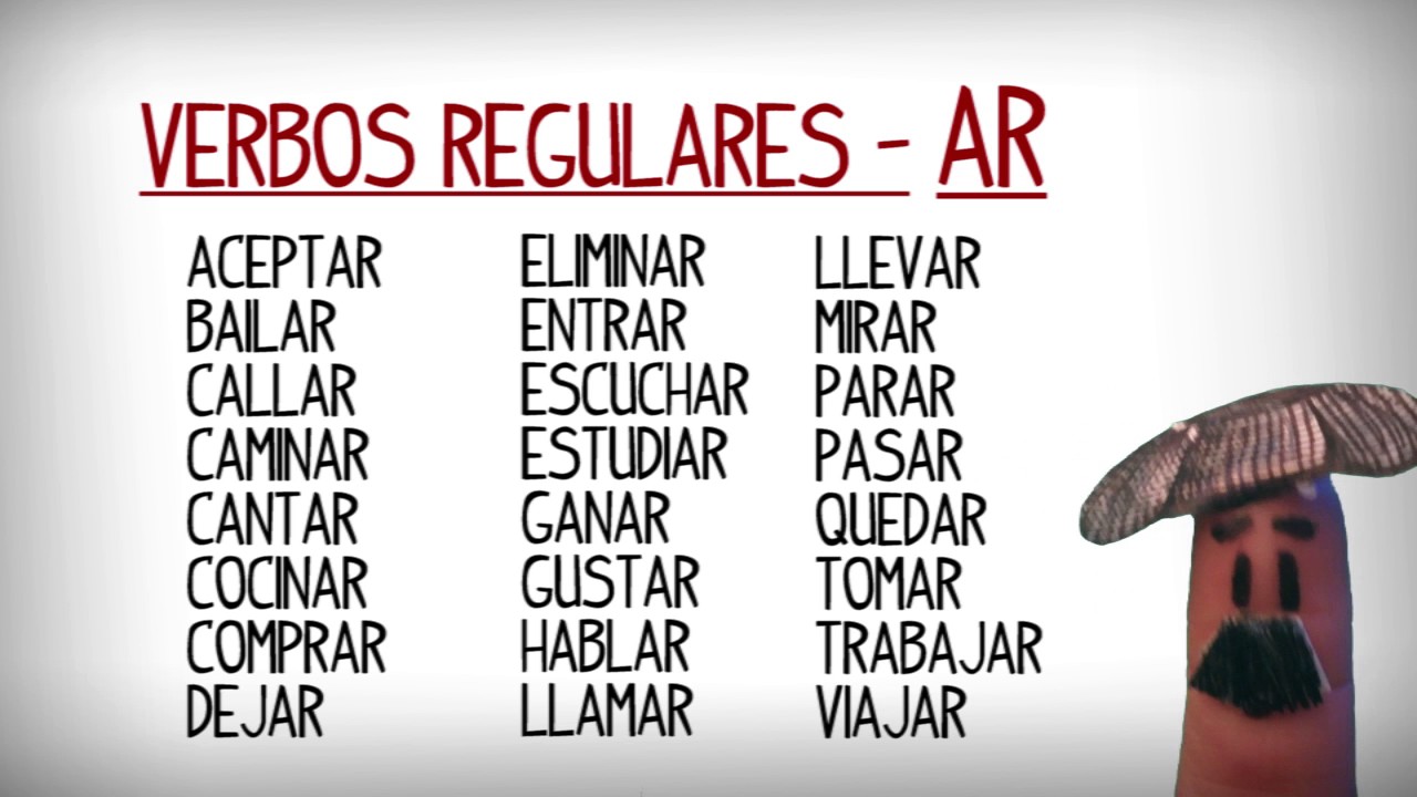 Lista verbos regulares e irregulares m&aacute;s usados en espa&ntilde;ol