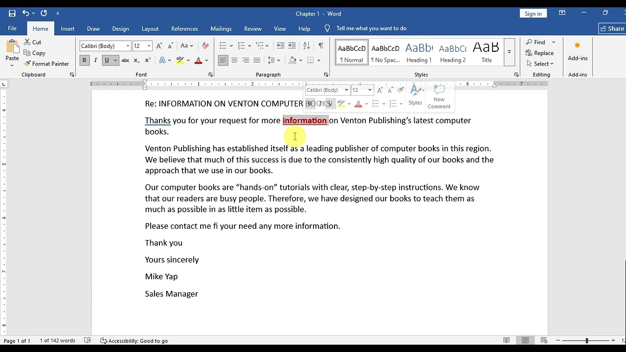 Copying the character format in Microsoft Word