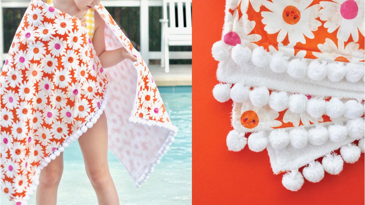 How to make a BEACH TOWEL, with Pom Pom trim!