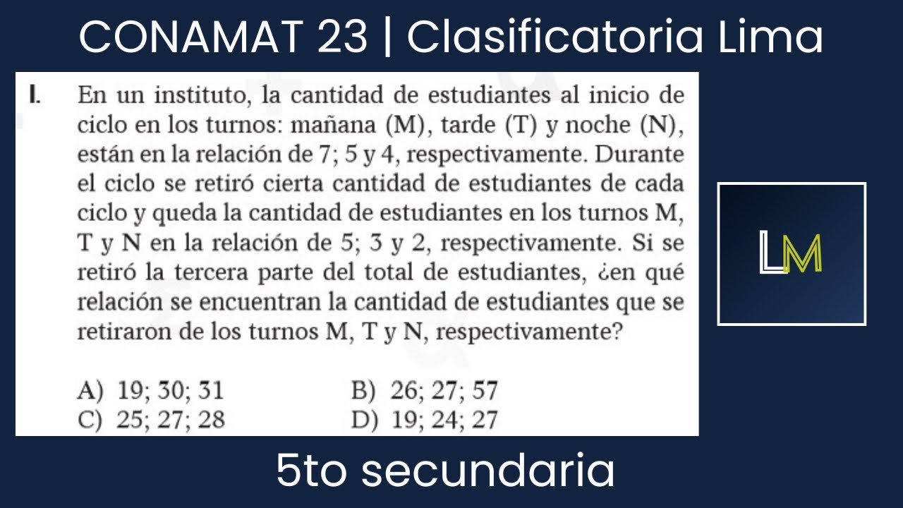 CONAMAT 23 | Clasificatoria Lima | 5to secundaria | Problema 1