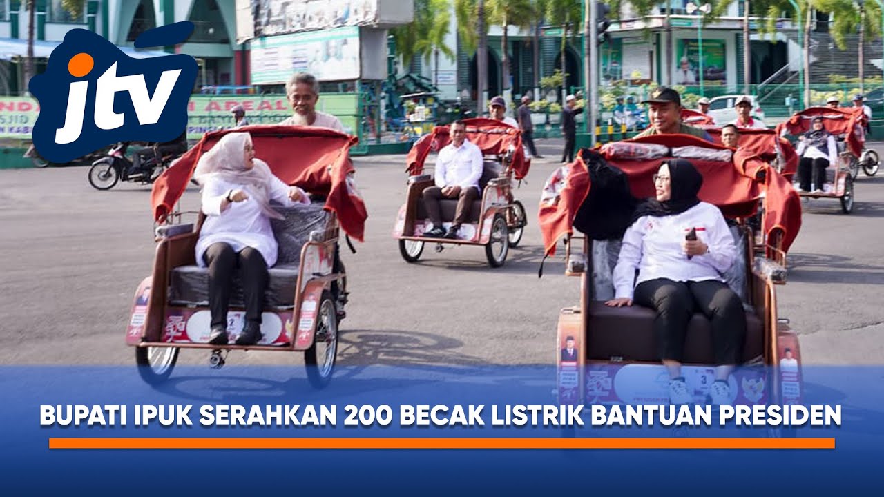 BUPATI IPUK SERAHKAN 200 BECAK LISTRIK BANTUAN PRESIDEN KE PENGEMUDI BECAK LANSIA BANYUWAN