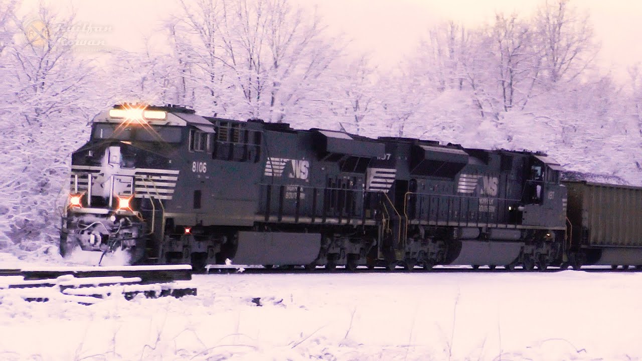 Snowy Sunset & Eerie-Sounding Coal Train Breaking The Silence