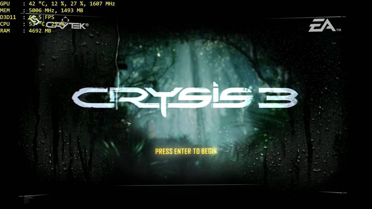 Crysis 3  - GTX1080 4K Max Settings No AA