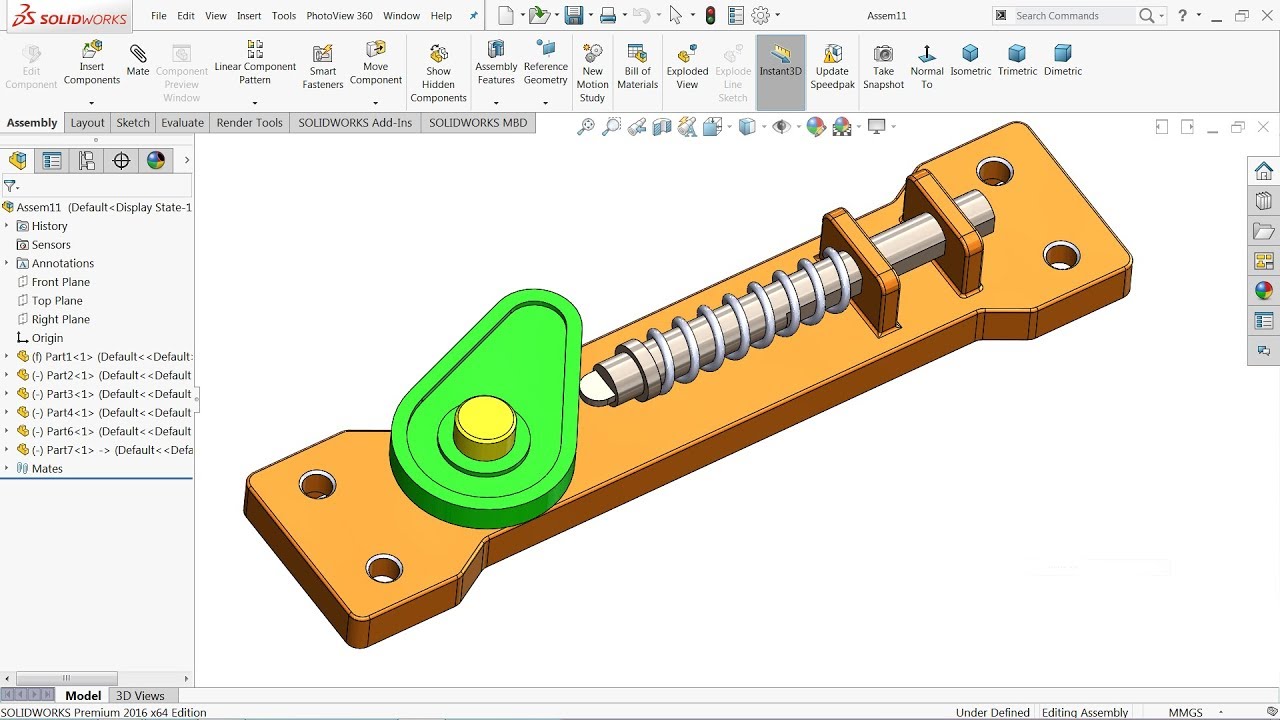 Solidworks motion tutorial Cam and Spring Animation