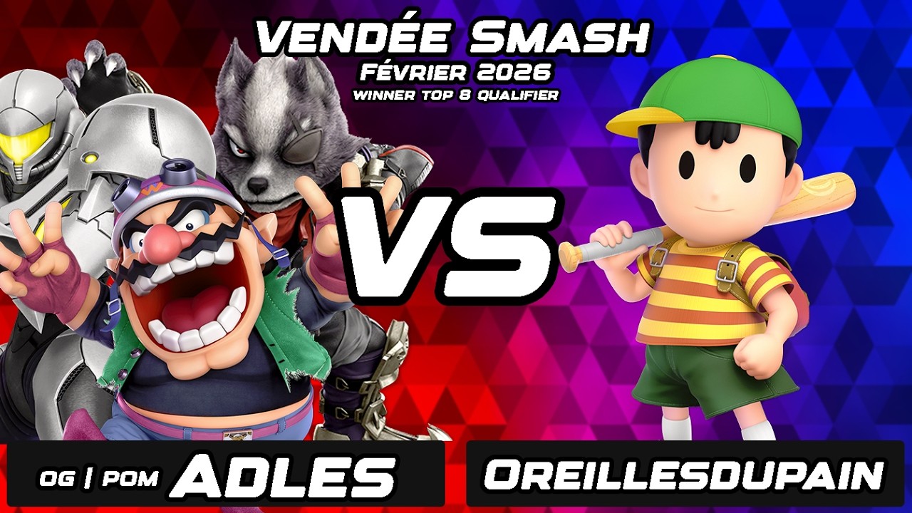 Vendée Smash#25 - OREILLESDUPAIN (Ness) VS Adles (Samus, Wolf, Wario) - Winner Top 8 Qualifier