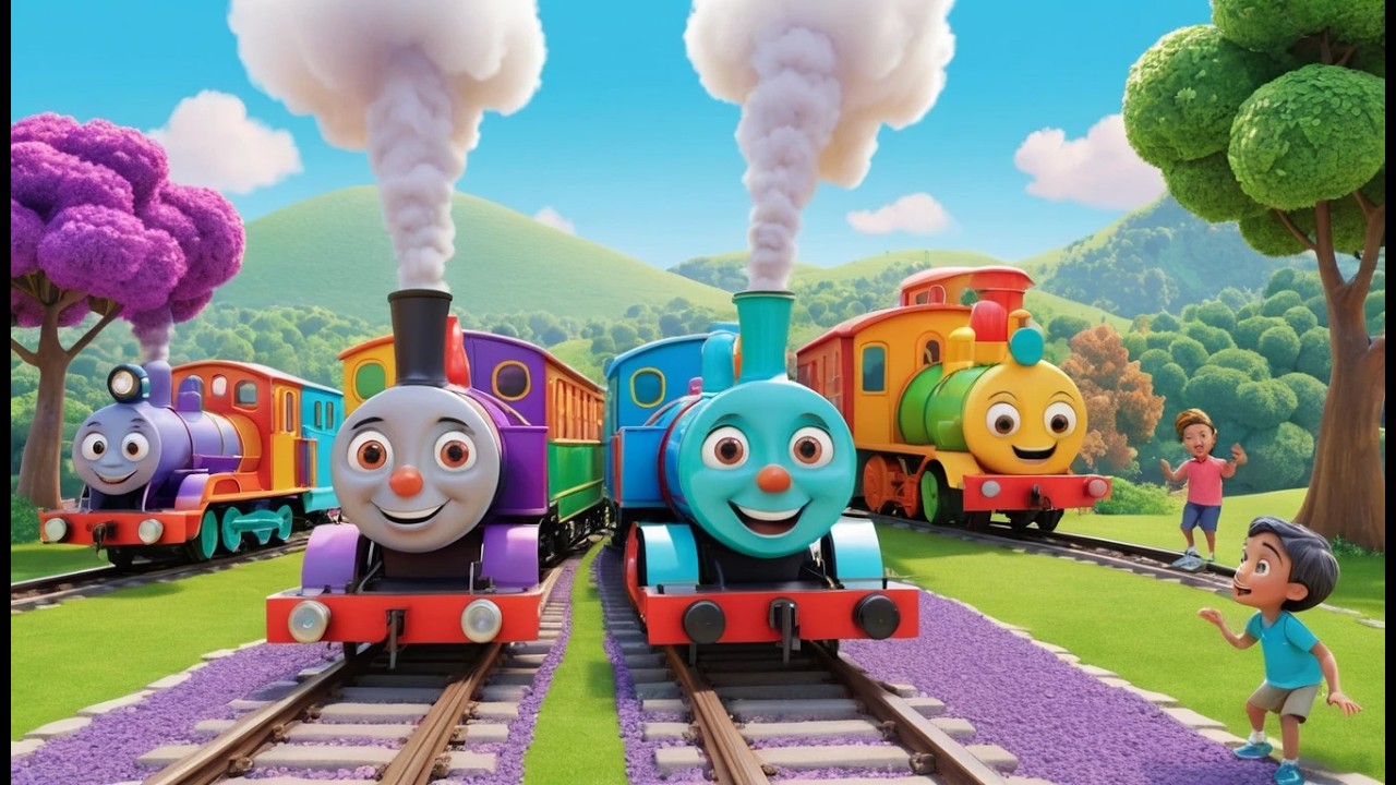 Siebzehn kleine Spielzeugeisenbahnen machen Choo Choo | Zuglied & Zählen lernen bis