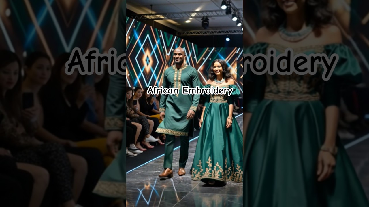 Elegant African Couple Runway Walk |  Embroidery Inspiration ✨👑  #africanfashion #culturalstyle