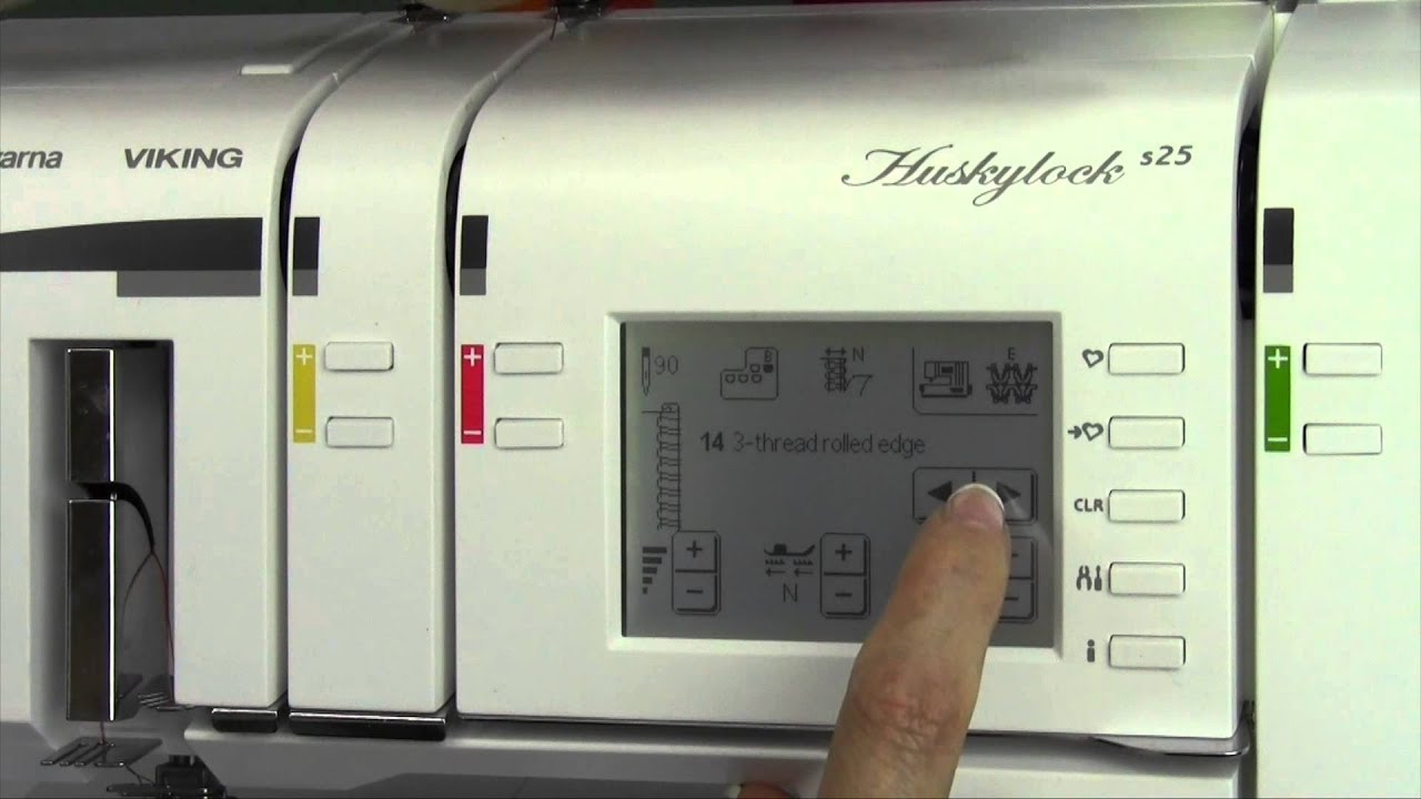 Husqvarna Viking Huskylock S-25 21 Selecting Stitches on Screen