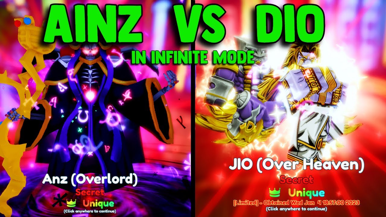 UNIQUE Ainz Vs UNIQUE Dio Over Heaven In Infinite Mode | Anime Adventures Update 16!