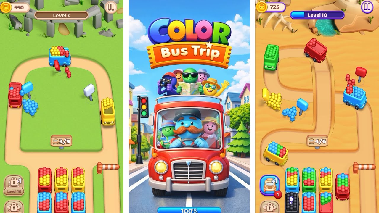 Color Bus Trip Levels 1-10 Gameplay 