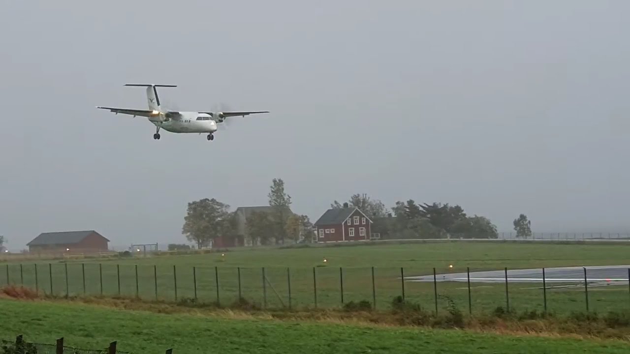 Plane abort landing during storm winds, northern Norway. Hurricane Sally.