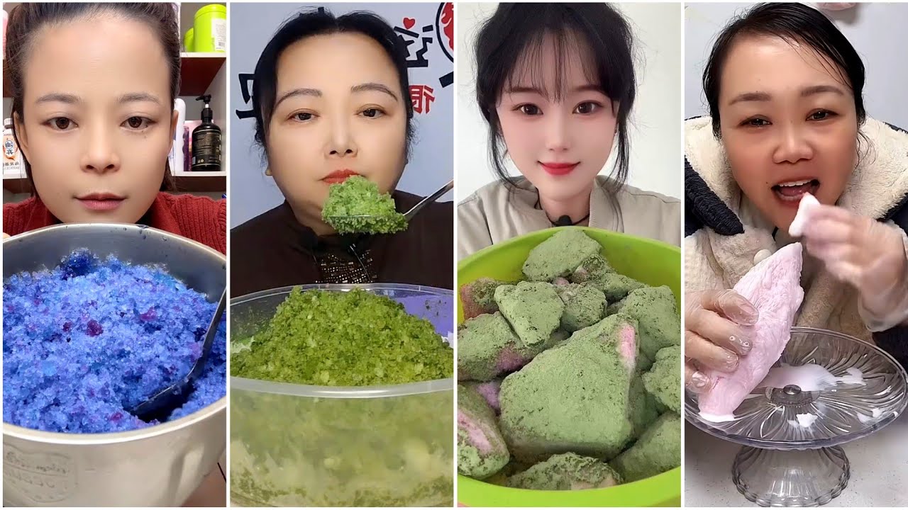 ASMR ICE EATING with MATCHA