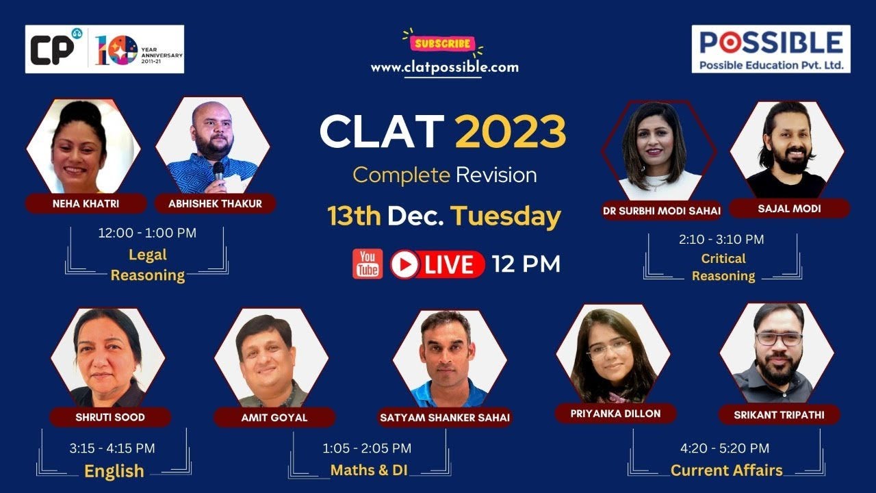 CLAT 2023 Complete Revision | CLAT Possible |