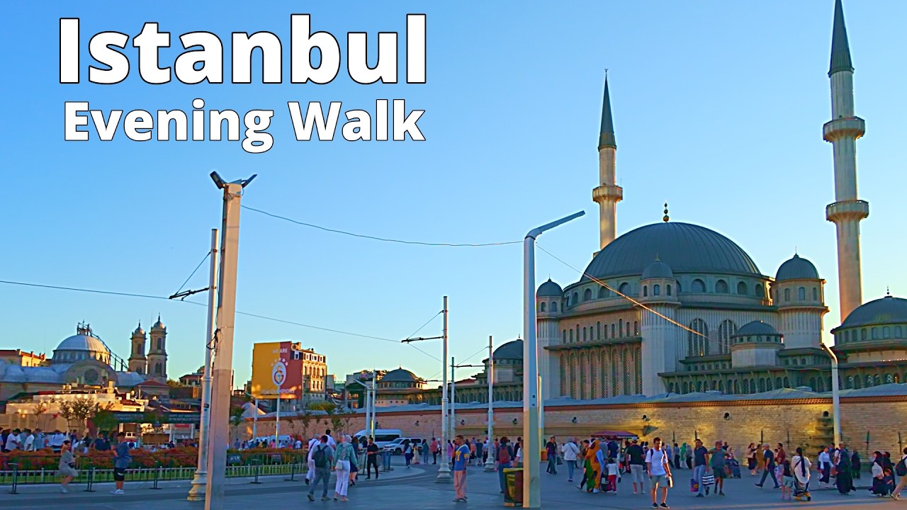 Istanbul, Turkey Evening Walking - Taksim, Istiklal & Galata Tower Sunset in 4K