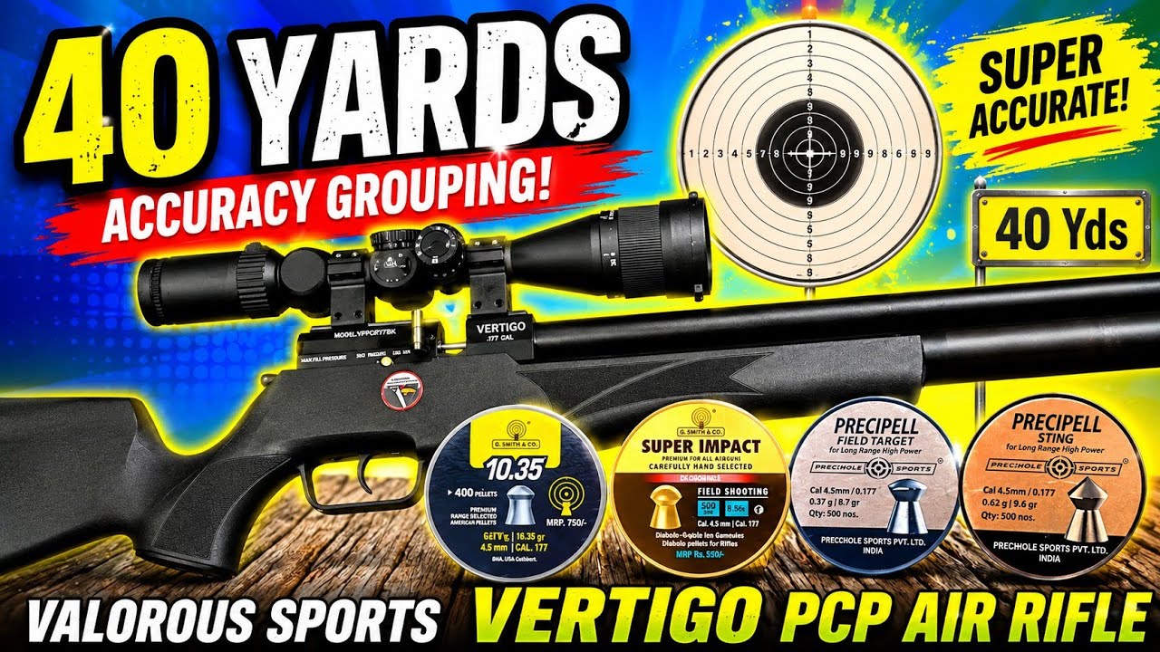 Valorous VERTIGO Air Rifle 40 yard Accuracy Grouping with 4 Pellet Brands 👍🏻