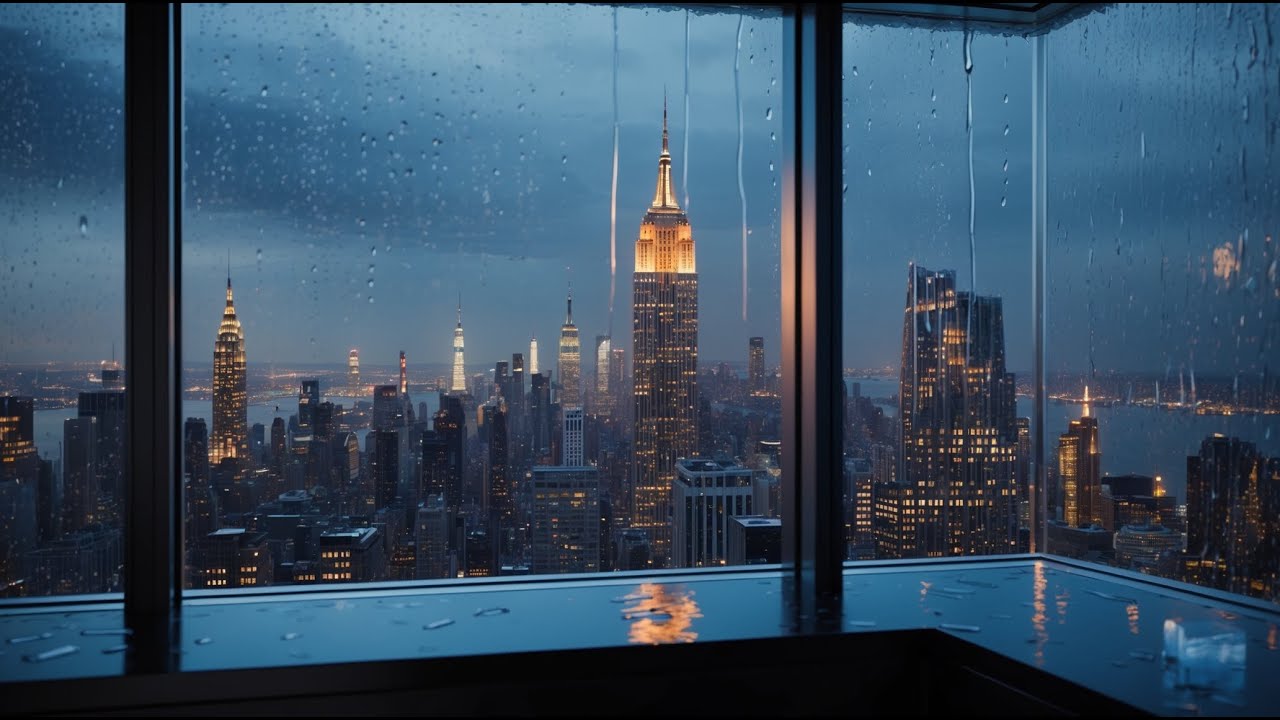 NYC Rain 🇺🇸 Luxury Penthouse Study on Wall Street | Wealth Flow #24