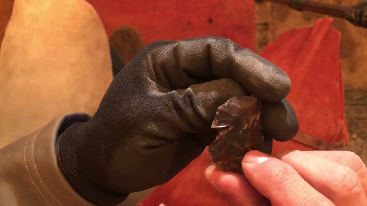 Knife River Flint Biface to preform using indirect