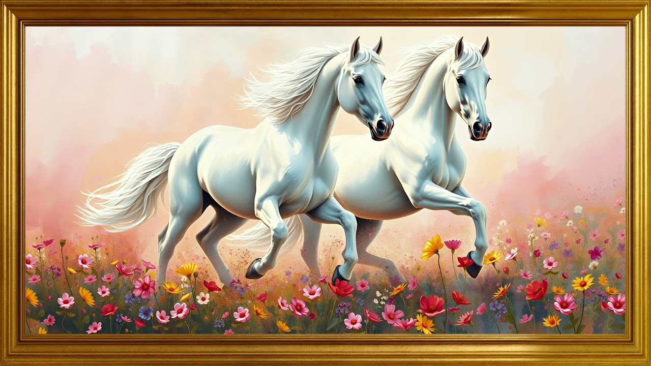 Screensaver Serenity: Galloping Horses in 4K | The Art Corner TV 4K | Gold Framed Vintage 🐴😍