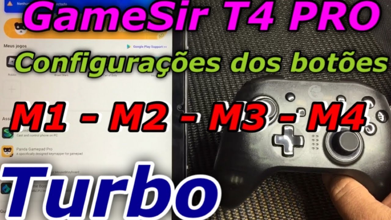 GameSir T4 Pro configuração M1 M2 M3 M4 e função Turbo passo a passo