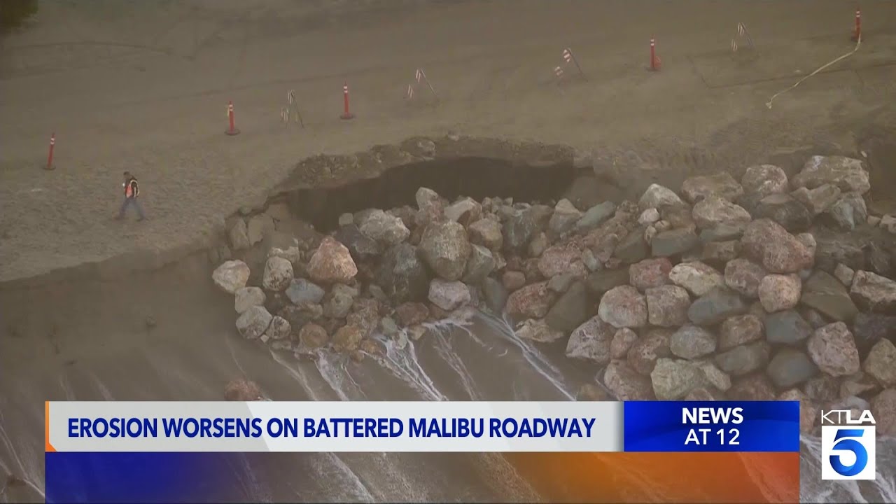 Work crews scramble to fix worsening erosion along Malibu beach road&nbsp;