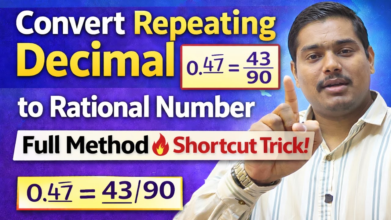 How to Convert Non-Terminating Repeating Decimal into p/q | Easy Trick #tricks #maths #education