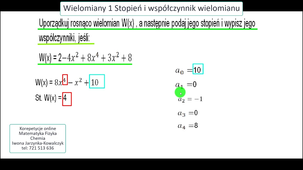 Wielomiany 1 Stopień i współczynnik wielomianu