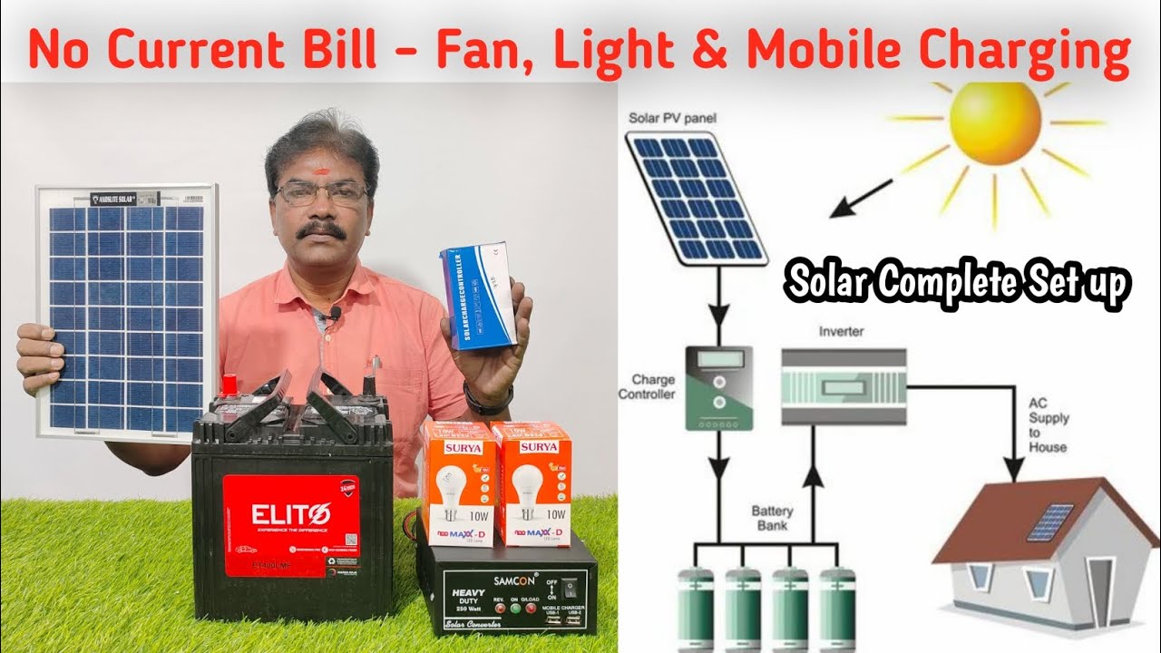 Simple Home Solar Setup | EB Cut ஆனாலும் Solar ON | 2 Bulb, Fan & Mobile Charging | 2025 Sale 