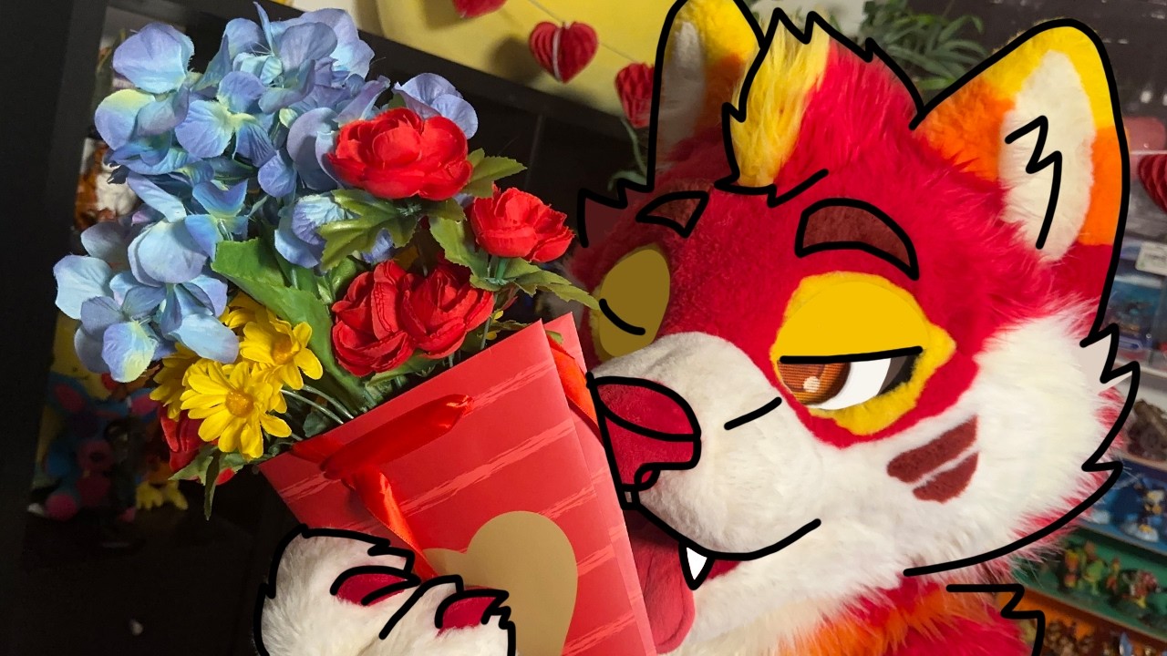 Furry ASMR: Let me be Your Fluffy Valentine 💐 (with Smooches, Male Whispers & More) [Fursuit 3DIO]