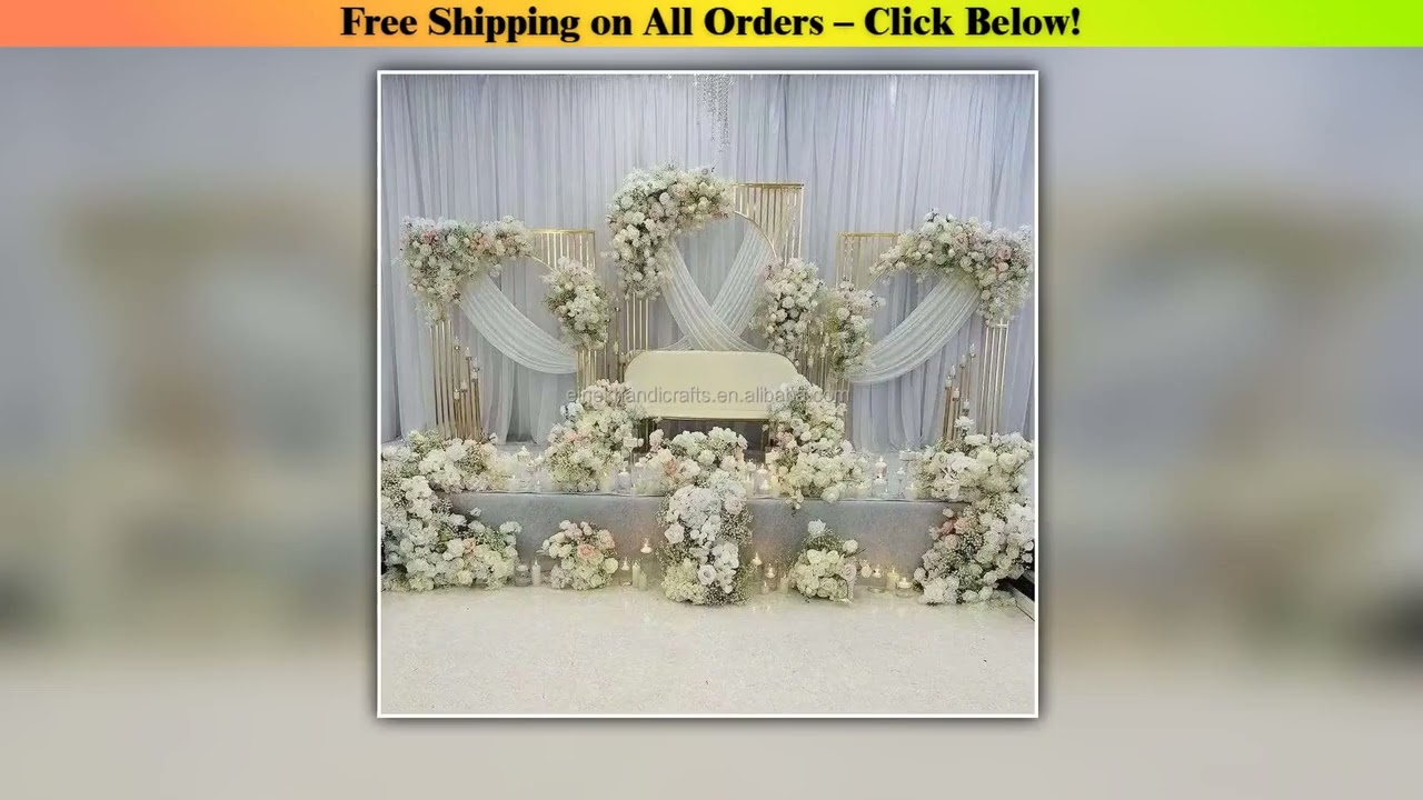 Golden Background Props Frame Metal Arch Curved Backdrop Decoration Wedding Party Arrangement