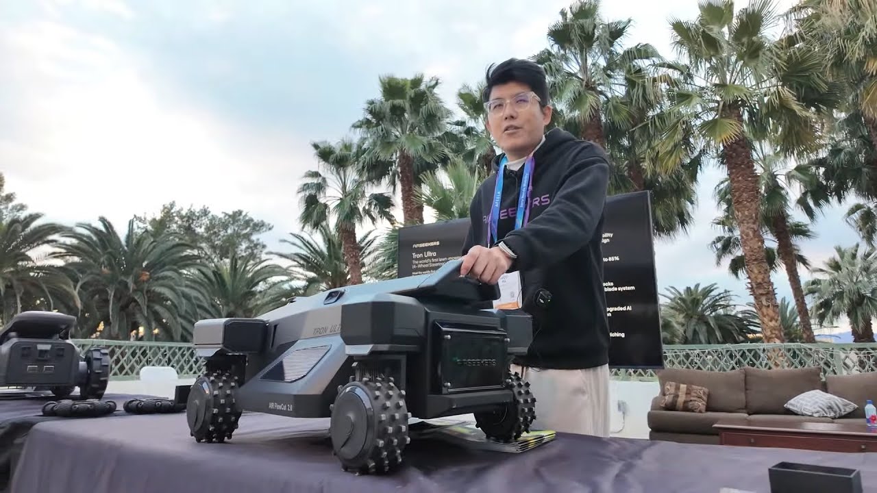 Роботизированная газонокосилка Airseekers Tron Ultra 4SWD: система машинного зрения LiDAR+AI, дво...