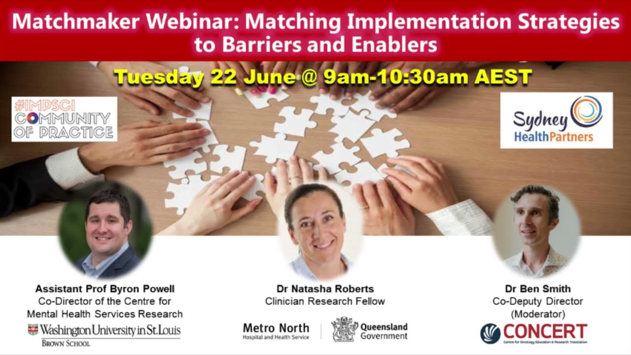 MATCHMAKER WEBINAR: Matching Implementation Strategies to Barriers and Enablers