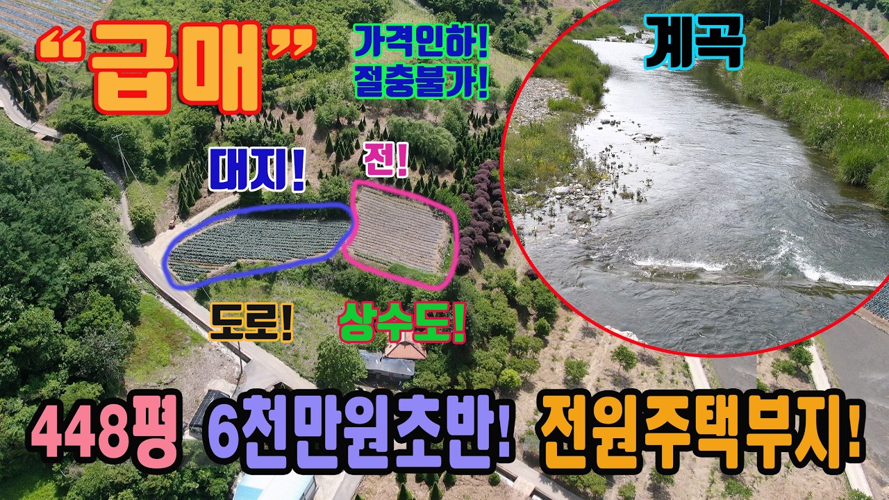 급매 6천만원초반 계획관리 계곡 마을 대지 226평 전 222평 총 1481㎡ 448평 광역상수도 전원주택부지 주말농장 남한강 주변 충북 제천시 덕산면 신현리 토지 매매  시골 땅