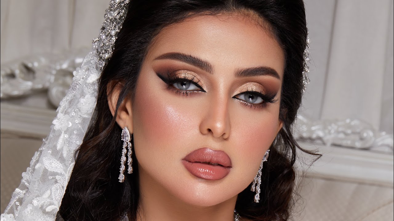 Golden bridal makeup toutrial.. مكياج عروس ذهبي وروج نود