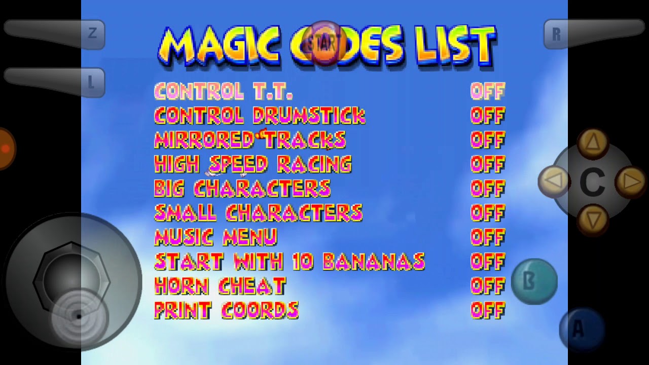 Diddy Kong Racing - Unused Magic Codes