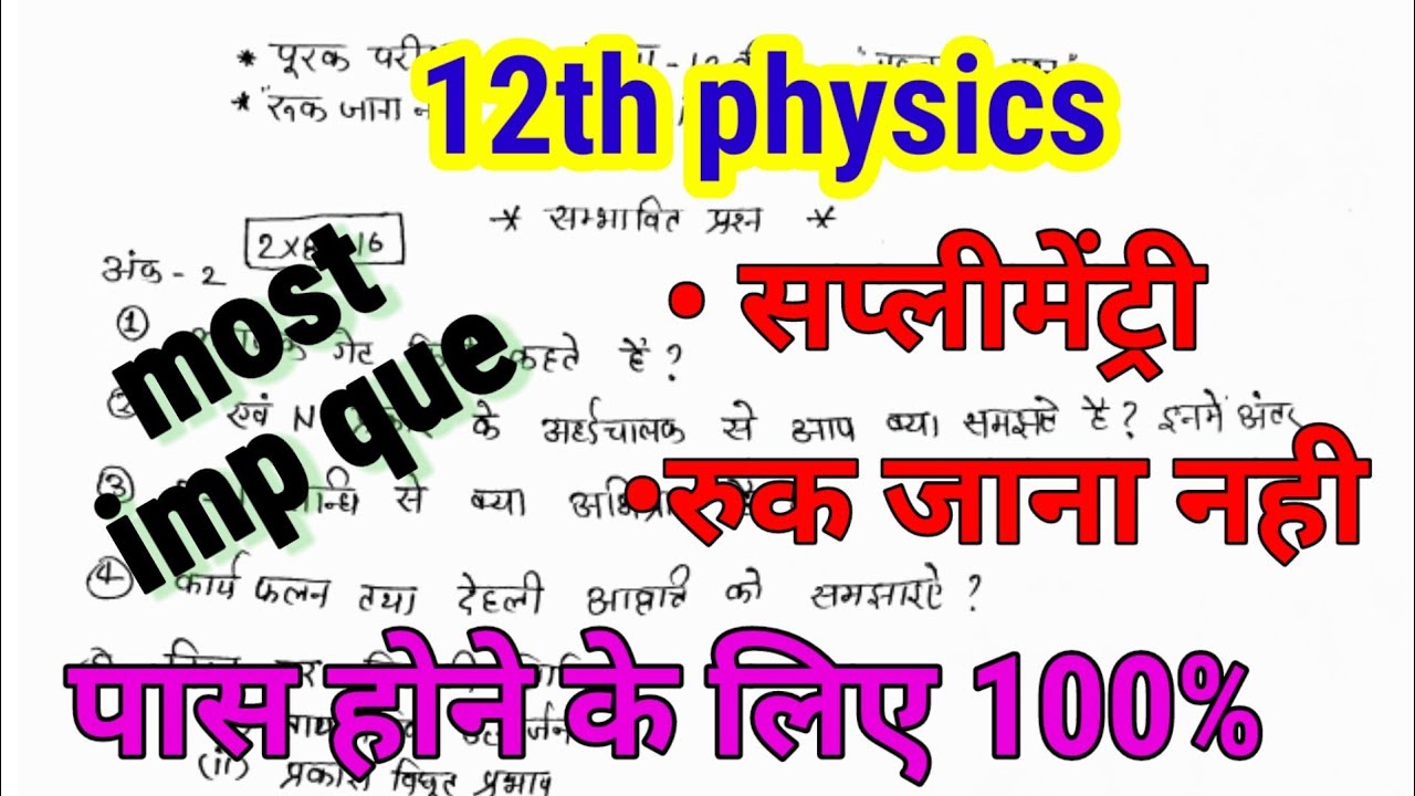 supplementary paper 2022/12th physics important question supplementary paper/physics supplementary