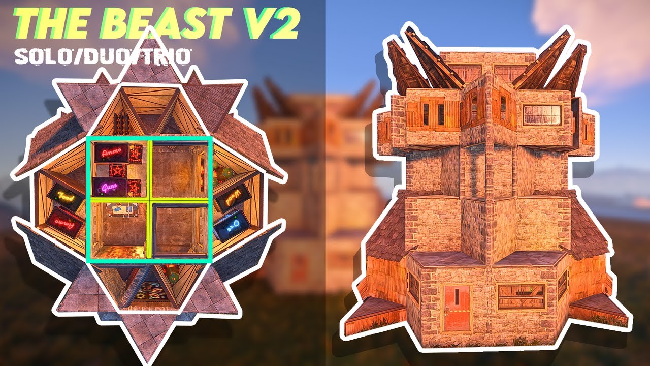 STRONG Solo/Duo/Trio 2x2 Floorstacked Base Design - Rust Base Building 2021