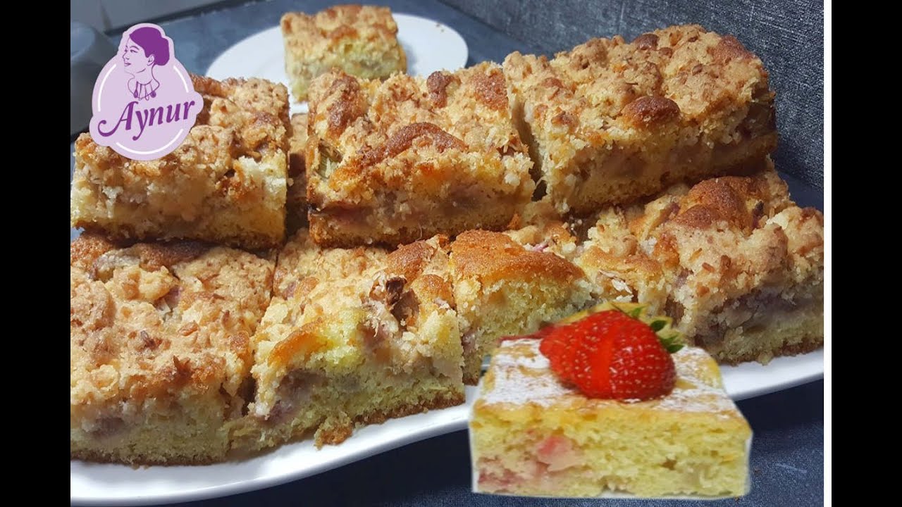 2 einfache Blechkuchen Rezepte I Rhabarber Streuselkuchen - Erdbeer-Rhabarber Kuchen vom Blech