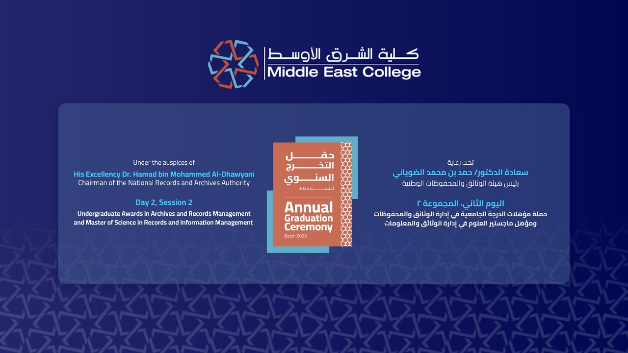 Middle East College Graduation Ceremony Batch 2025 Day 2 Session 2