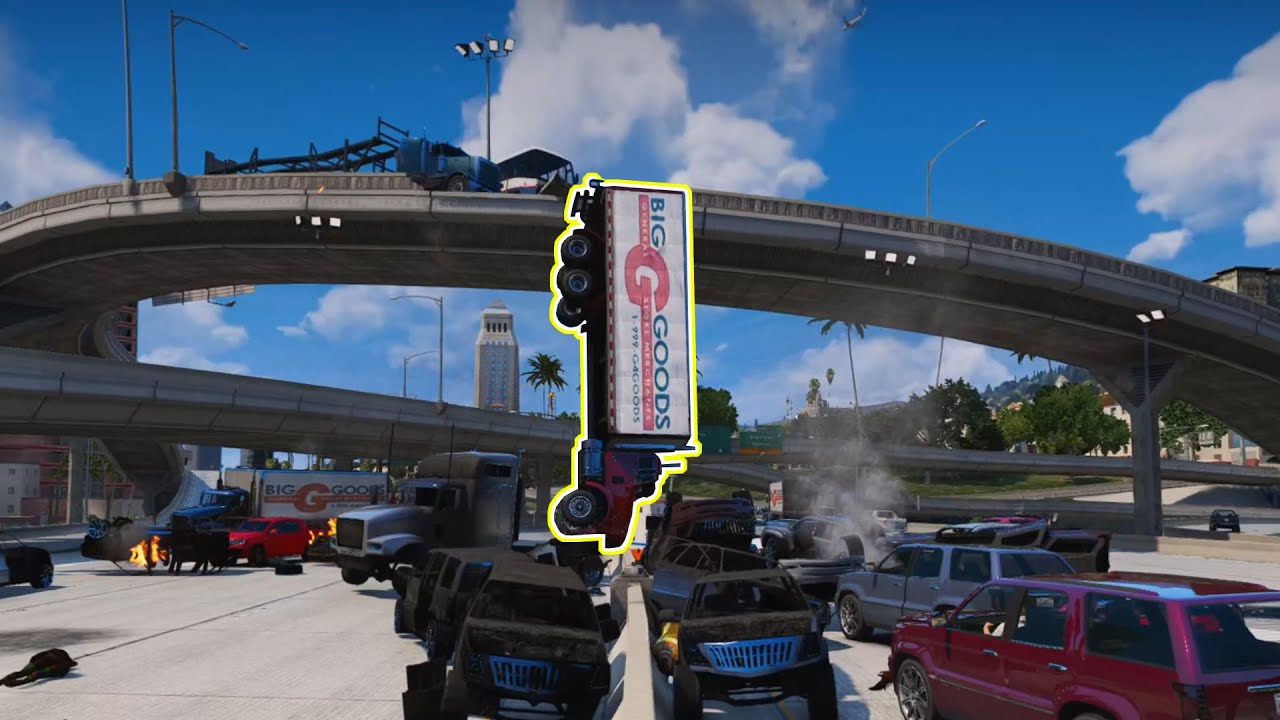 13 Minutes of GTA 5 NPCs DRIVING OFF AN OVERPASS from different Perspective!